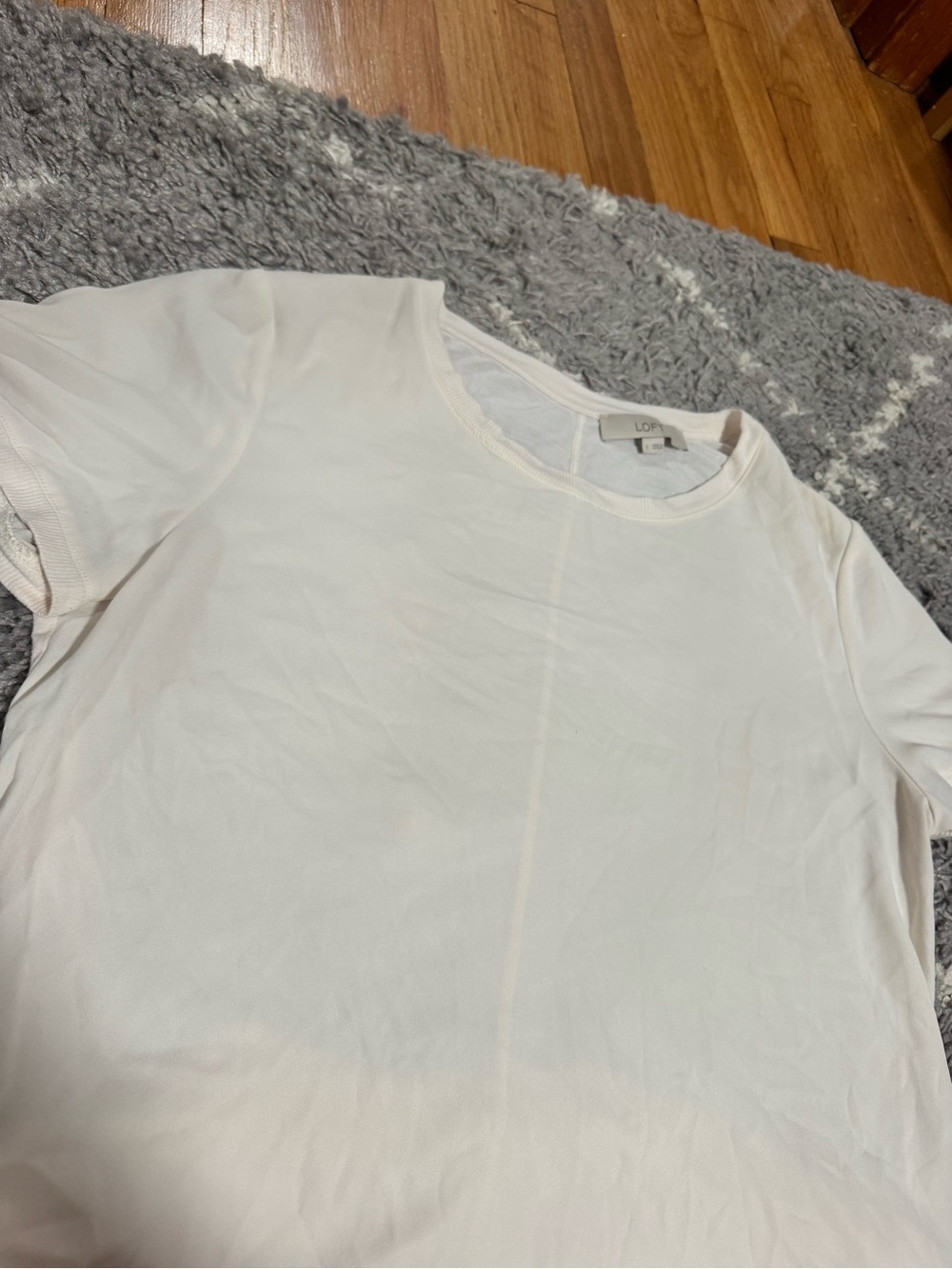 LOFT Classic Crew Neck Chiffon Shirt in Cream